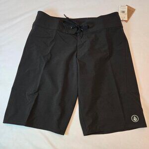 VOLCOM Women's Simply Solid 11-Inch Classic Swim Boardshort Sz: 1 Black